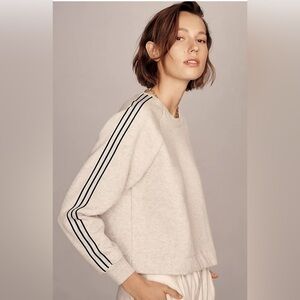 Anthropologie Maeve Sporty Stripe Crew-Neck Sweatshirt